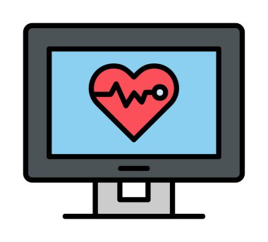 Kalp atışı simgesi, vektör illüstrasyonu, sağlık bilgileri 