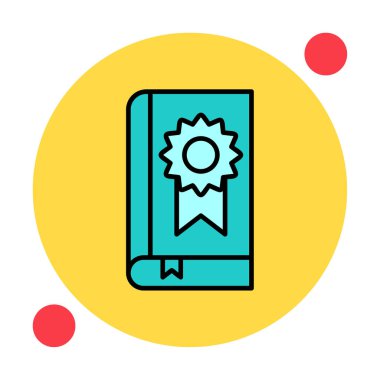 Kitap Madalyası simgesi, vektör illüstrasyonu 