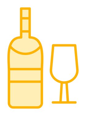 şarap şişe ve cam kutsal kişilerin resmi, vektör çizim  