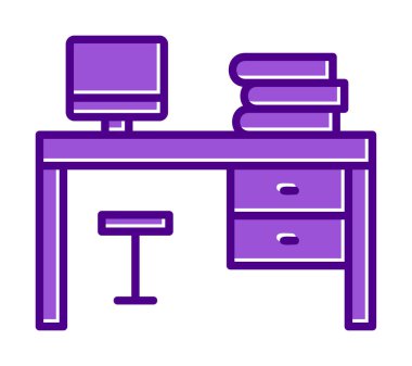 ofis masası simgesi, basit vektör illüstrasyonu