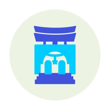 Basit antik Asya Tapınağı simgesi, vektör illüstrasyonu