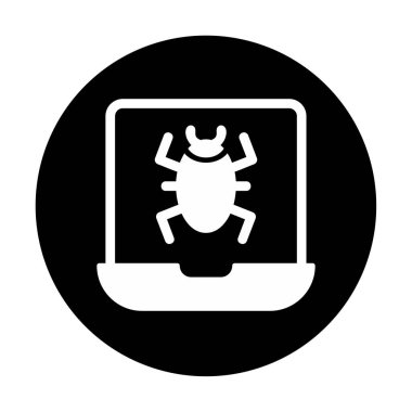 Virüs bulaşmış dizüstü bilgisayar web simgesi, vektör illüstrasyonu