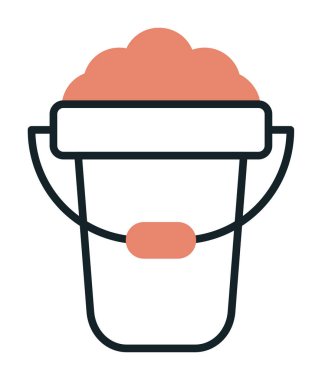 Köpük simgesi olan kova, vektör illüstrasyonu  