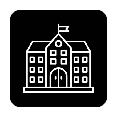 Üniversite binası ikonu. Düz renk tasarımı. vektör illüstrasyonu.                           