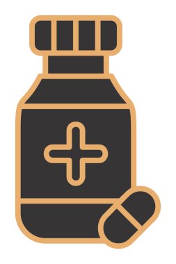 İlaç ikonlu ilaç şişesinin vektör çizimi