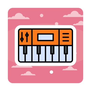  Basit Sentezleyici müzik simgesi illüstrasyonu