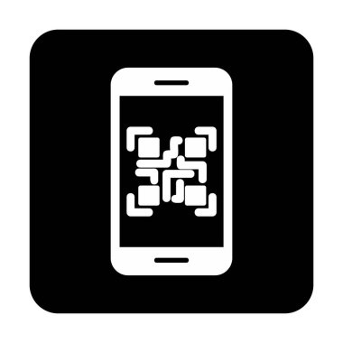 Akıllı Telefon Ekran Web simgesi Qr Kodu, vektör illüstrasyonu 