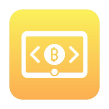 Bitcoin işaretli tablet ağ simgesi, vektör illüstrasyonu
