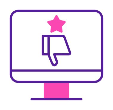 Kötü İnceleme simgesi, vektör illüstrasyonlu basit ekran