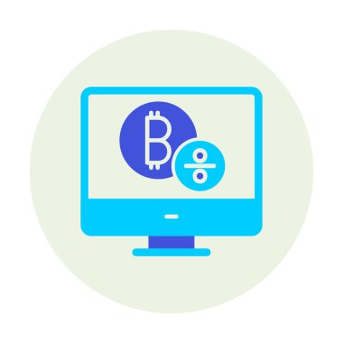 Bitcoin işaret vektör simgesi olan bilgisayar monitörü. Sembol, logo çizimi. Vektör grafikleri