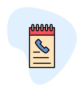 Beyaz arkaplanda telefon rehberi ikonu vektör çizimi