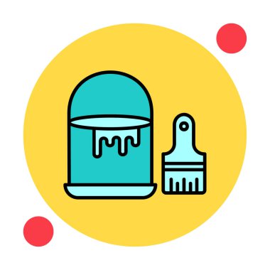 Boya fırçası ve kova vektör çizimi, simge ögesi arkaplanı                    