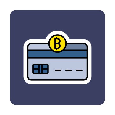 Bitcoin cüzdan simgesi, bitcoin simgesi olan kredi kartı, vektör illüstrasyonu 