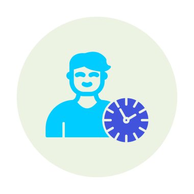 Saat simgesi olan adam, Zaman Yönetimi sembolü, vektör illüstrasyonu 