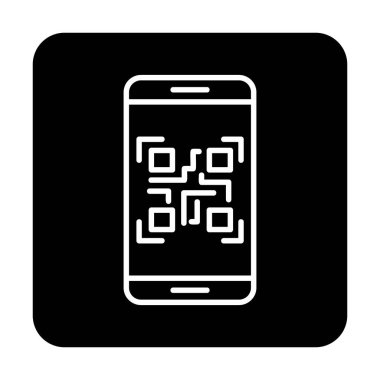 Akıllı Telefon Ekran Web simgesi Qr Kodu, vektör illüstrasyonu 