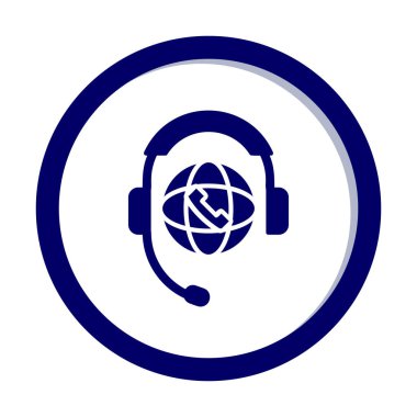 Basit Dünya Çağrı Merkezi Desteği simgesi, vektör illüstrasyonu