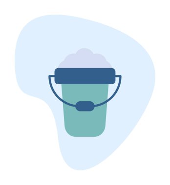 Köpük simgesi olan kova, vektör illüstrasyonu  