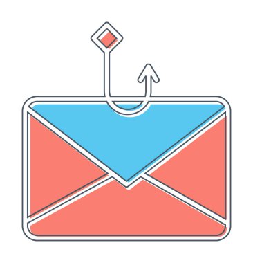E-posta ile balık oltası. Posta zarfı simgesi ile balıkçılık dolandırıcılığı. 