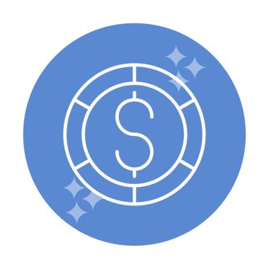 Dolar madeni para simgesi, vektör çizimi 