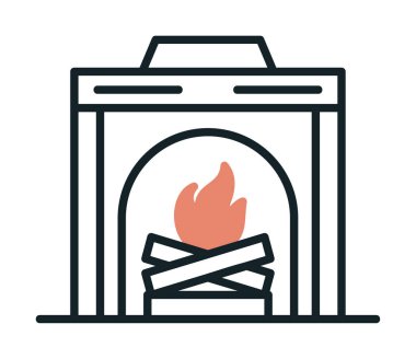 şömine simgesi vektör illüstrasyonu