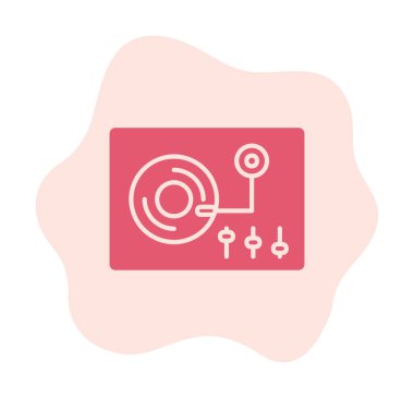 Basit vinil oynatıcı Turntable simgesi, vektör illüstrasyonu