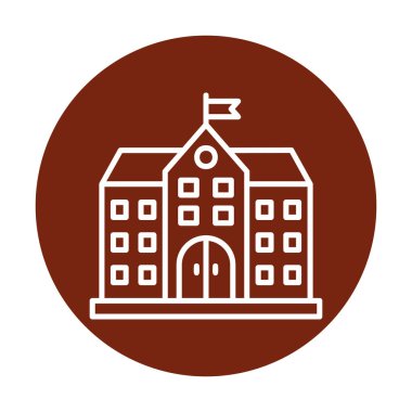 Üniversite binası ikonu. Düz renk tasarımı. vektör illüstrasyonu.                           