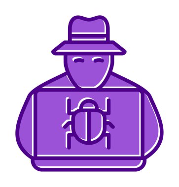 Basit Bilgisayar Hacker simgesi, vektör illüstrasyonu