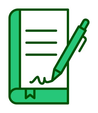 Basit Kitap İmzalama simgesi, vektör illüstrasyonu