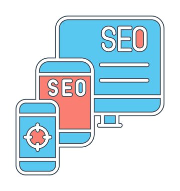 SEO optimizasyon simgeleri vektör illüstrasyonu