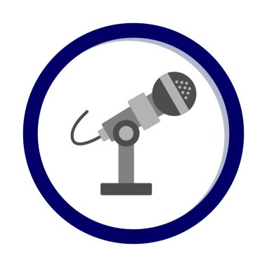 mikrofon simgesi uzun mavi arkaplanda izole edildi.