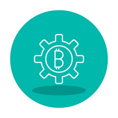 Bitcoin dişli çizgisi simgesi, vektör illüstrasyonu 