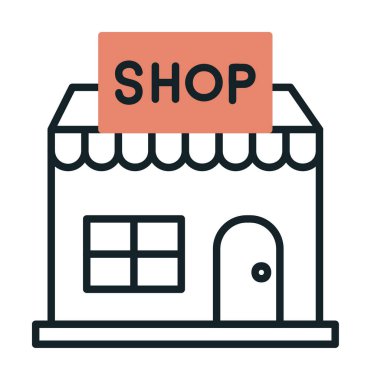 dükkan inşa simgesi, vektör illüstrasyonu basit tasarım