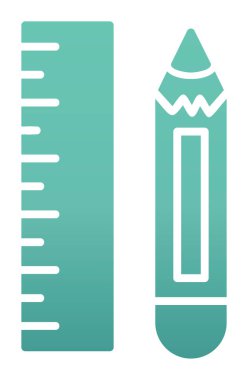 Kalem ve cetveli satırı simgesi, vektör çizim