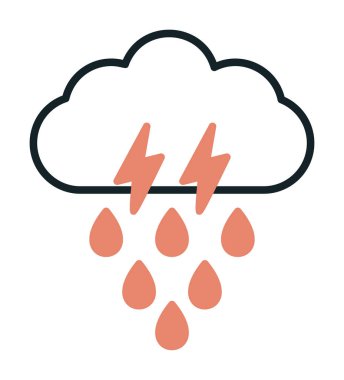 Gök gürültülü yağmurlu bulut sembolü, hava durumu ikonu, vektör illüstrasyonu 