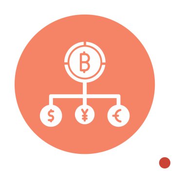 Bitcoin, dolar, avro ve yen sembollü para birimi yapısı 
