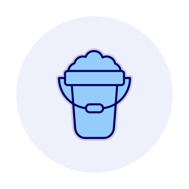 Köpük simgesi olan kova, vektör illüstrasyonu  