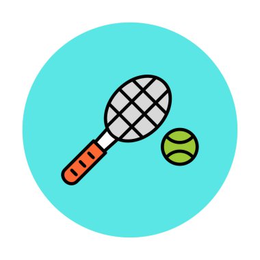 Tenis topu ve raket hattı biçim vektör tasarımı                  