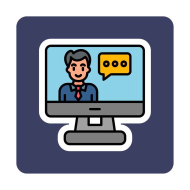 Basit Çevrimiçi Sınıf simgesi, vektör illüstrasyonu