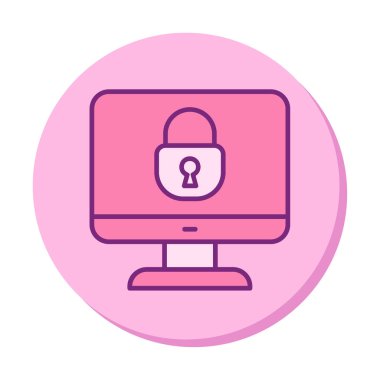 Basit Bilgisayar monitörü Ekran simgesi, vektör illüstrasyonunu kilitle