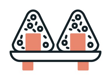 Onigiri sushi simgesi, vektör illüstrasyonu 