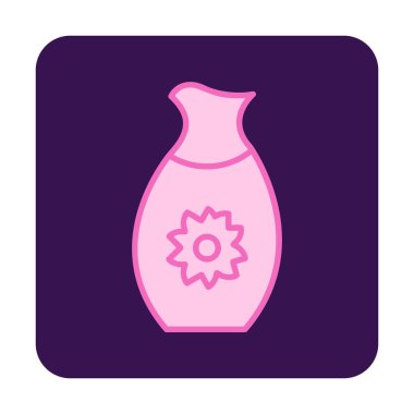 Vektör illüstrasyonu, sakeli kavanoz ikonu, Japon geleneksel alkol içeceği. 