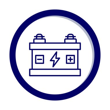 Araba aküsü simgesi. Ağ için Kataloglayıcı imza vektör simgesinin düz çizimi.