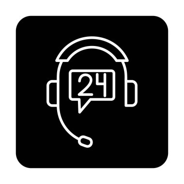 Basit 24 Saat Telefon Desteği simgesi, vektör illüstrasyonu