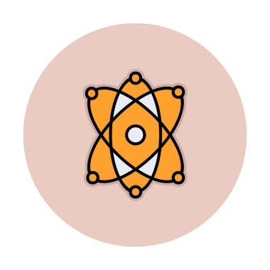 Moda düz biçimli atom simgesi, bilim simgesi vektör illüstrasyonu                     