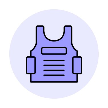 Kurşun geçirmez yelek ağ simgesi, vektör illüstrasyonu