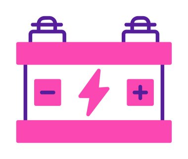 Araba aküsü simgesi. Ağ için Kataloglayıcı imza vektör simgesinin düz çizimi.