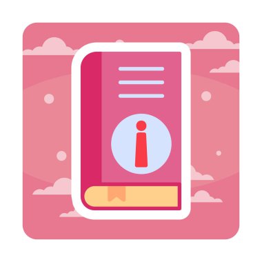 Basit Kitap Bilgileri simgesi, vektör illüstrasyonu