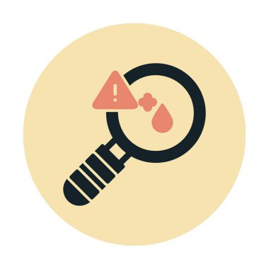 Basit düz büyüteç ve kan testi simgesi vektörü. 