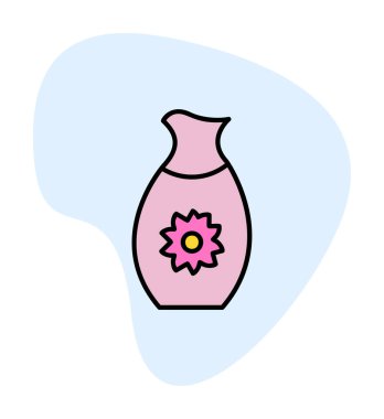 Vektör illüstrasyonu, sakeli kavanoz ikonu, Japon geleneksel alkol içeceği. 