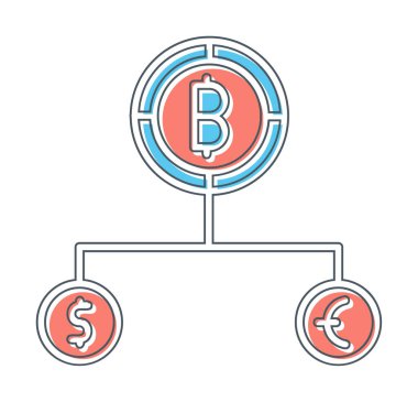 Para birimi yapısını bitcoin, dolar ve avro sembolleriyle böl 